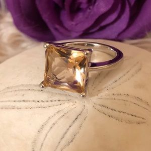 🌷Morganite Princess Cut Silver Ring —Peach Tint🌷